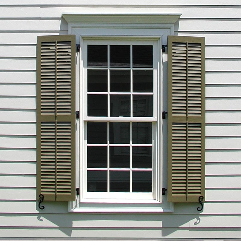 ? Exterior Louvered Wood Shutters - Red Cedar, Redwood, Mahogany