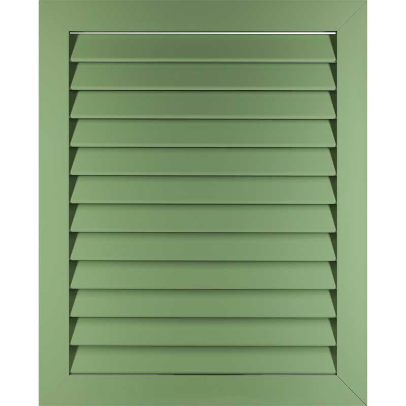 Green aluminum exterior Bahama decorative shutters with 2