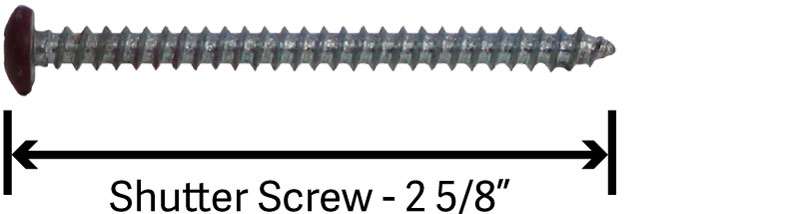 Standard screw for installation of exterior vinyl shutters.